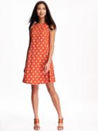 Old Navy Halter Swing Dress For Women - Red Print