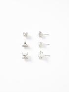 Old Navy Multi Shape Stud Earring 3 Pack For Women - Silver