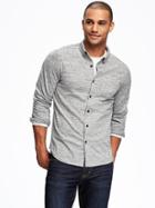 Old Navy Button Front Jersey Shirt For Men - Heather Gray
