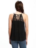 Old Navy High Neck Crochet Back Cami For Women - Black