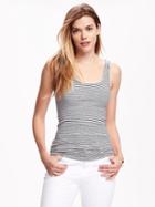 Old Navy Fitted Rib Knit Tank For Women - O.n. New Black Stripe