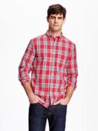 Old Navy Regular Fit Classic Plaid Shirt For Men - Royal Garnet