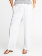 Old Navy Womens Plus-size Wide-leg Linen-blend Soft Pants Bright White Size 4x