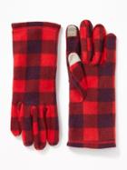 Old Navy Womens Text-friendly Go-warm Performance Fleece Gloves For Women Red Buffalo Check Size One Size