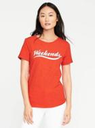 Old Navy Everywear Graphic Scoop Neck Tee For Women - Sea Anemone