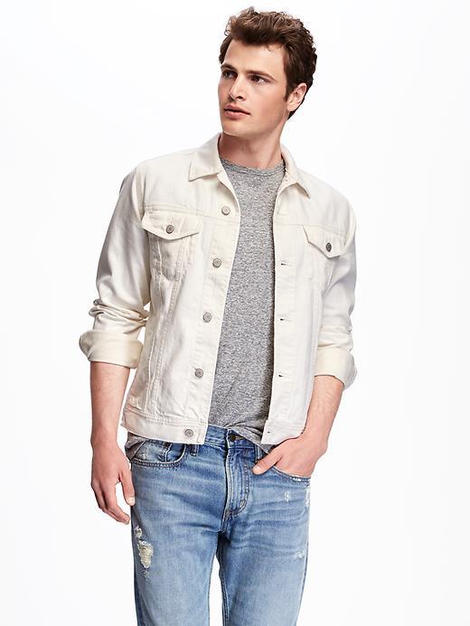 Old Navy Denim Trucker Jacket For Men - White Canvas