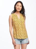 Old Navy Relaxed Tie Front Tank For Women - Yellow Floral