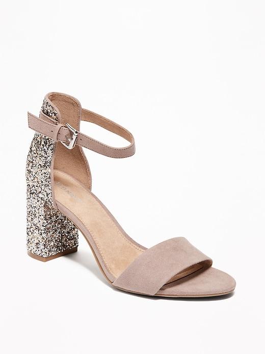 Old Navy Womens Sueded Block-heel Sandals For Women Taupe Size 6