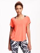 Old Navy Go Dry Cool Cut Out Top For Women - Melon Shock Neon Poly