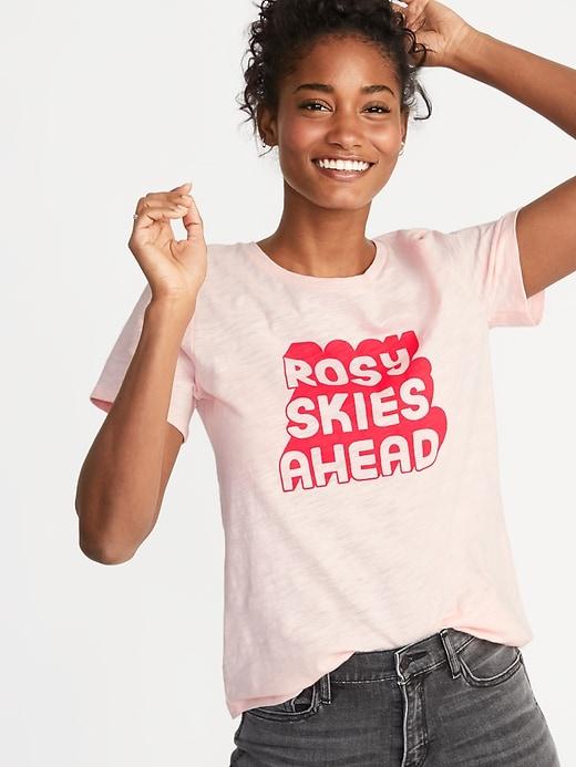 Everywear Graphic Slub-knit Tee For Women