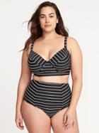 Old Navy Womens Plus-size Long-line Swim Top Black Stripe Top Size 4x