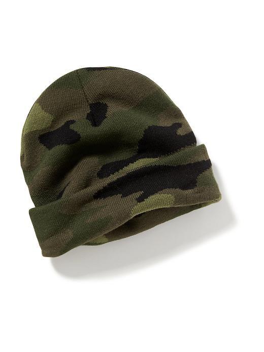 Old Navy Camo Roll Brim Sweater Beanie For Men - Olive Camouflage