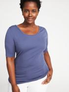 Old Navy Womens Fitted Ballet-neck Plus-size Tee Majestic Sea Size 3x
