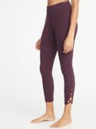 Old Navy Womens High-rise 7/8-length Lattice-hem Yoga Leggings For Women Sumptuous Purple Size S