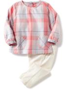 Old Navy Plaid Tunic And Legging Set - Pink Plaid