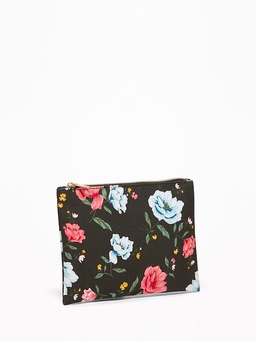 Old Navy Womens Printed Canvas Cosmetics Bag For Women Black Wheat Floral Size One Size