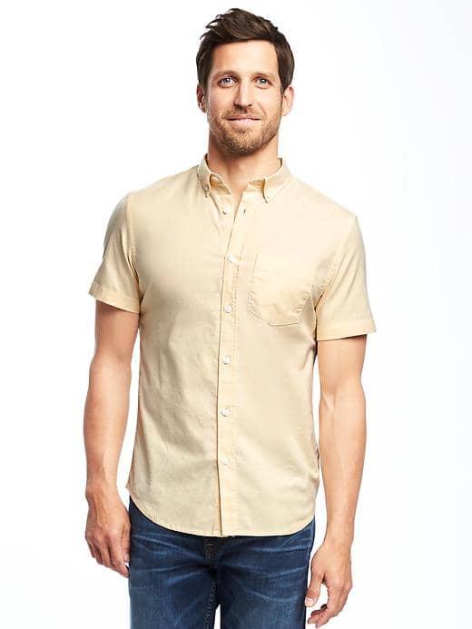 Old Navy Slim Fit Built In Flex Summer Weight Oxford Shirt For Men - You Are Butter Off
