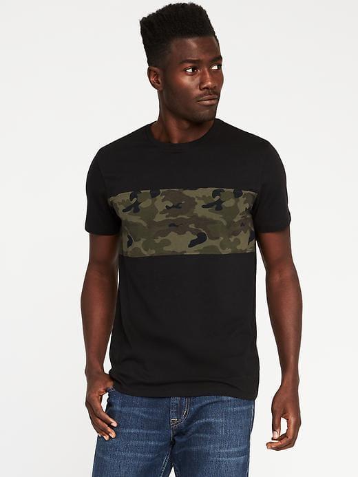Old Navy Soft Washed Color Block Tee For Men - Army Camo