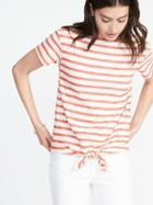 Old Navy Womens Relaxed Tie-front Top For Women Coral Stripes Size Xxl
