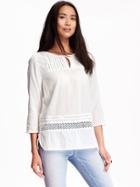 Old Navy Lace Crochet Gauze Tunic For Women - White