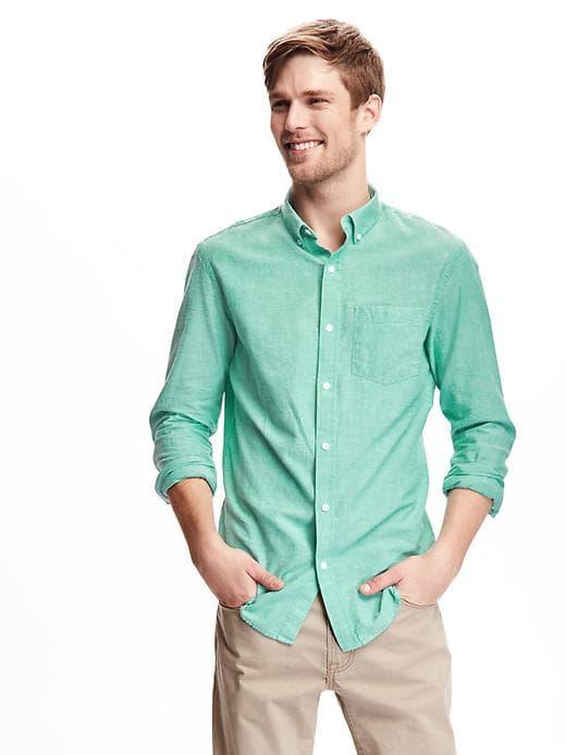 Old Navy Mens Slim-fit Summer-weight Oxford Shirt For Men The Teal World Size M