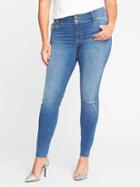 Old Navy Womens High-rise Built-in Sculpt Plus-size Rockstar Jeans Bright Worn Wash Size 28