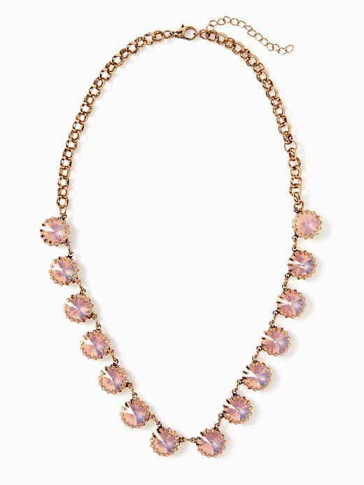 Old Navy Faceted Crystal Chain Necklace For Women - Gold