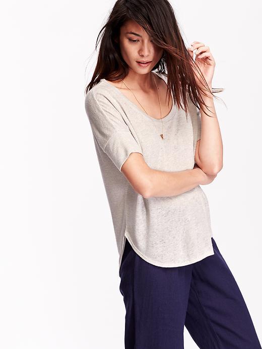 Old Navy Womens Sweater Knit Short Sleeve Tops Size L Tall - Stone