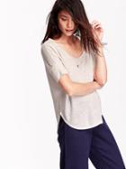 Old Navy Womens Sweater Knit Short Sleeve Tops Size L Tall - Stone