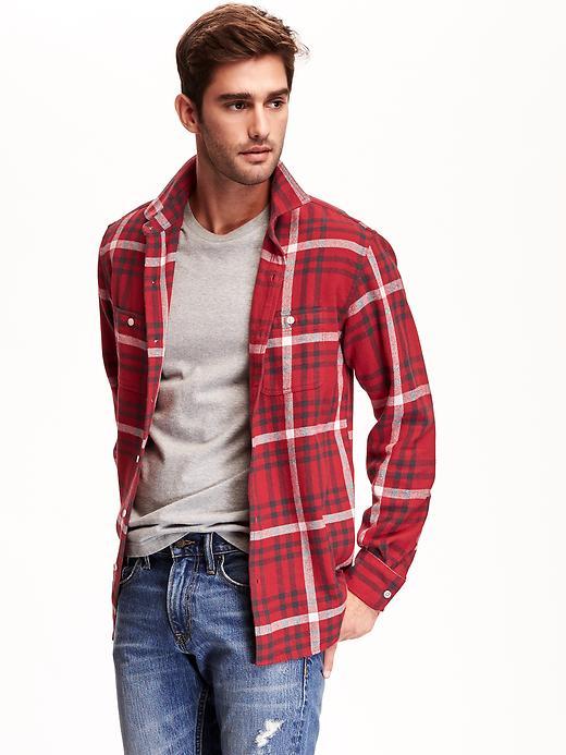 Old Navy Plaid Heavy Flannel Shirt Size Xxl Big - Red Saffron