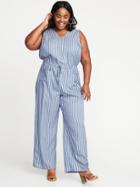 Old Navy Womens Waist-defined Plus-size Sleeveless Utility Jumpsuit Blue Stripe Size 2x