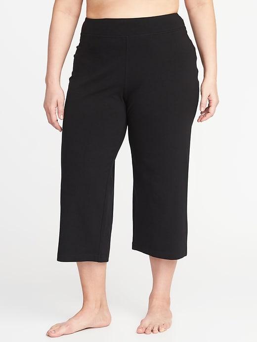 Old Navy Womens Plus-size Wide-leg Yoga Crops Black Size 3x