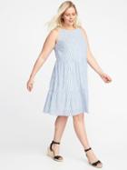 Old Navy Womens Sleeveless Plus-size Tiered Swing Dress Blue Stripe Size 3x