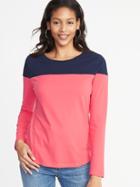 Old Navy Womens Everywear Color-block Tee For Women Hot Coral Pink Size Xs