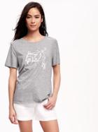 Old Navy Relaxed Graphic Crew Neck Tee For Women - Medium Heather Gray