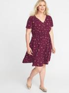 Old Navy Womens Waist-defined Plus-size V-neck Dress Purple Ditsy Floral Size 4x