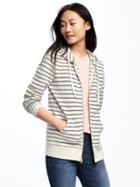 Old Navy Relaxed Full Zip Striped Hoodie For Women - Navy Stripe