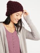 Old Navy Womens Textured Basket-weave Beanie For Women Winter Wine Size One Size