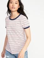 Old Navy Womens Slim-fit Striped Ringer Tee For Women Red Stripe Size Xxl