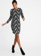 Old Navy Womens Ponte-knit Sheath Dress For Women Black And White Floral Size Xs