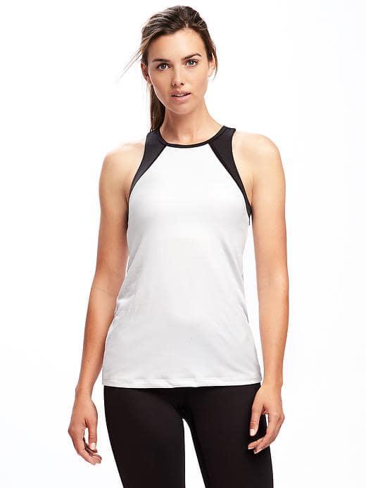Old Navy Go Dry Cool Mesh Trim Support Tank For Women - Bright White