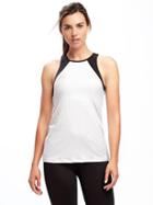 Old Navy Go Dry Cool Mesh Trim Support Tank For Women - Bright White