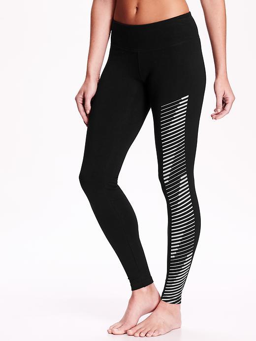 Old Navy Leg Stripe Yoga Leggings Size Xl - Black/white Stripe