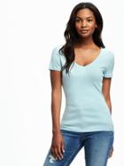 Old Navy Fitted V Neck Tee For Women - Kiss The Sky