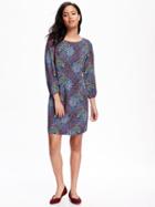 Old Navy Printed Crepe Shift Dress For Women - Multi Floral