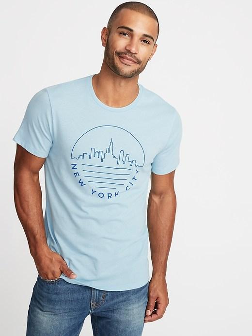 Old Navy Mens Graphic Soft-washed Tee For Men Frozen Blue Size Xs