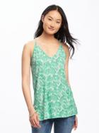 Old Navy Strappy Keyhole Jersey Tank For Women - Green Print