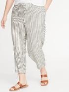 Mid-rise Plus-size Striped Cropped Soft Pants