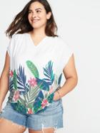 Old Navy Womens Plus-size Split-neck Cocoon Top White Size 3x
