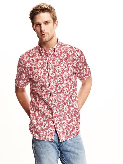 Old Navy Printed Linen Blend Shirt For Men - Tyrell Rose